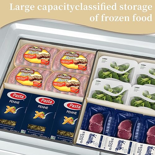 Miniatura 4 de Contenedores organizadores para congelador, paquete de 2 contenedores organizadores plegables para congelador profundo de 15 x 14 x 9 pulgadas,