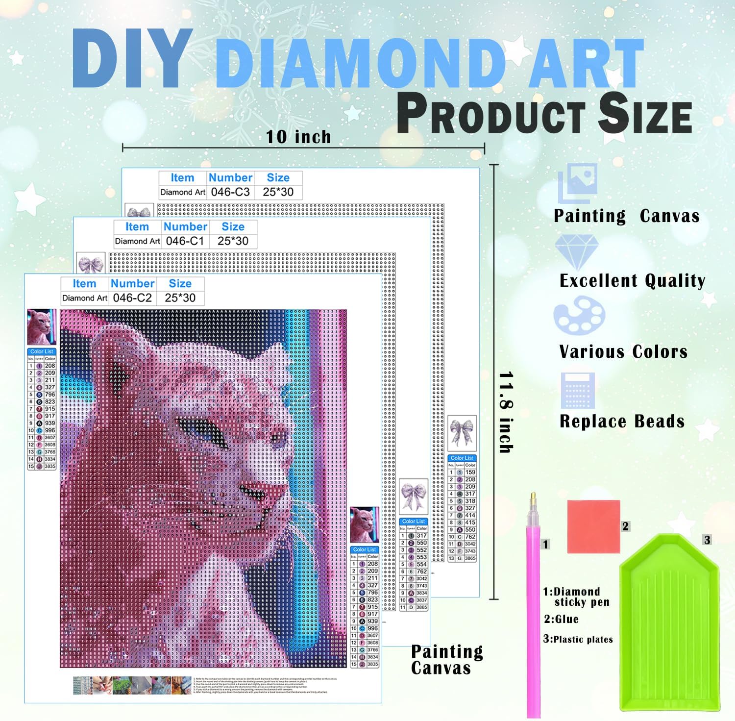 XUNLURY Coquette Bow Leopard Diamond Art Kits 3 Pcs, Luxury Glitter Cheetah Bow Diamond Painting Kits for Adults Girls Beginners, Full Drill Diamonds Dots for Home Decor, 9.8x11.8 Inch image 2