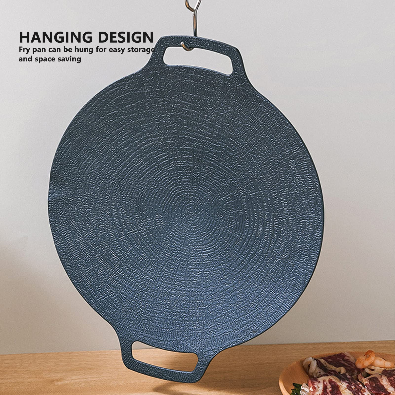 Sartén Cuadrada Antiadherente para Barbacoa Coreana con Revestimiento de Material de 6 Capas, Fácil Drenaje de Grasa Revestimiento Circular para Barbacoa Se Puede Utilizar Tanto (30 centimetros)