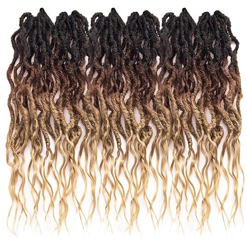 Miniatura 30 de 8 paquetes de rastas de cabello sintético de ganchillo de 18 pulgadas, rastas sintéticas bohemias con extremos rizados, cabello de ganchillo suave