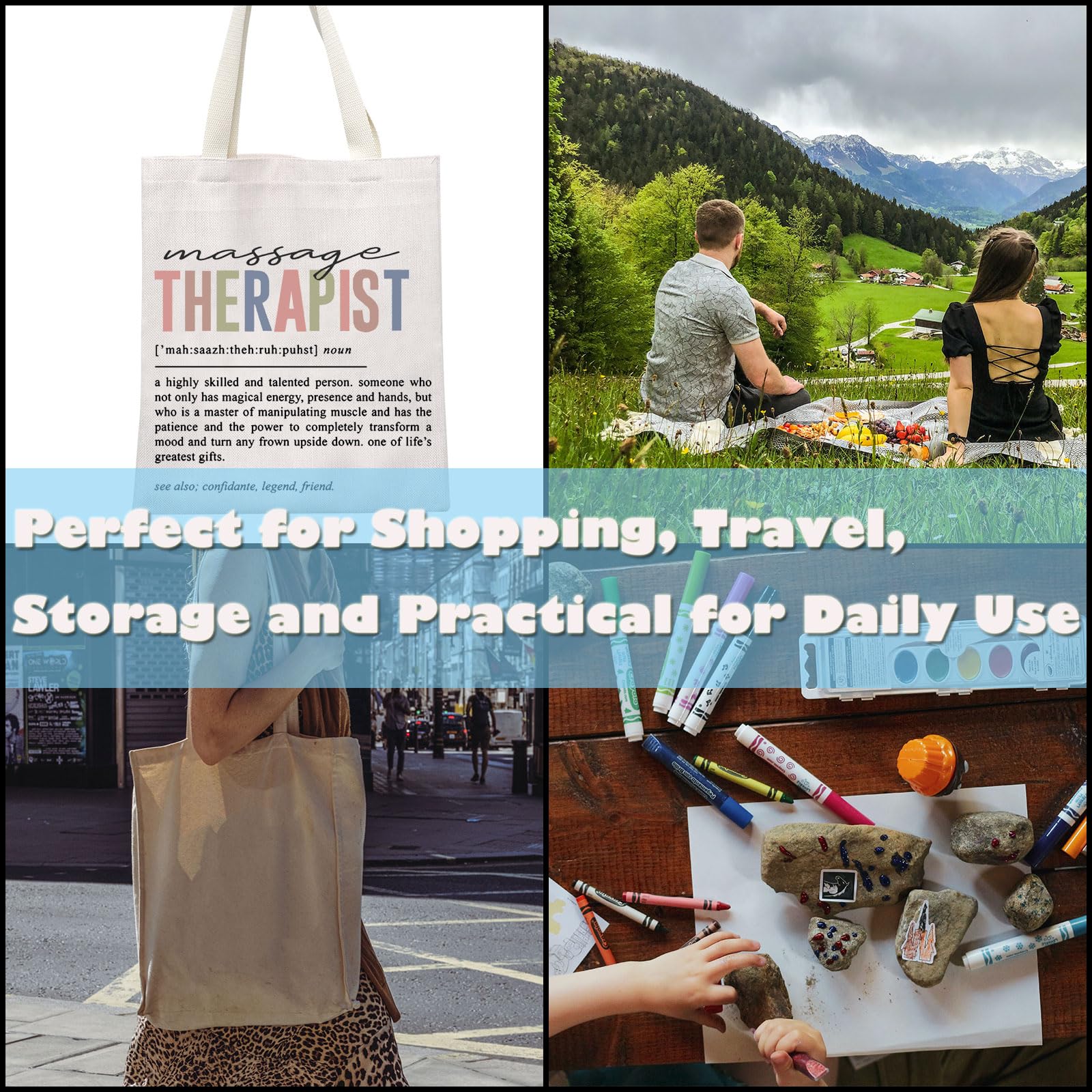 GJTIM Massage Therapist Appreciation Gift Massage Therapist Definition Gift Tote Bag For Masseuse Massotherapist