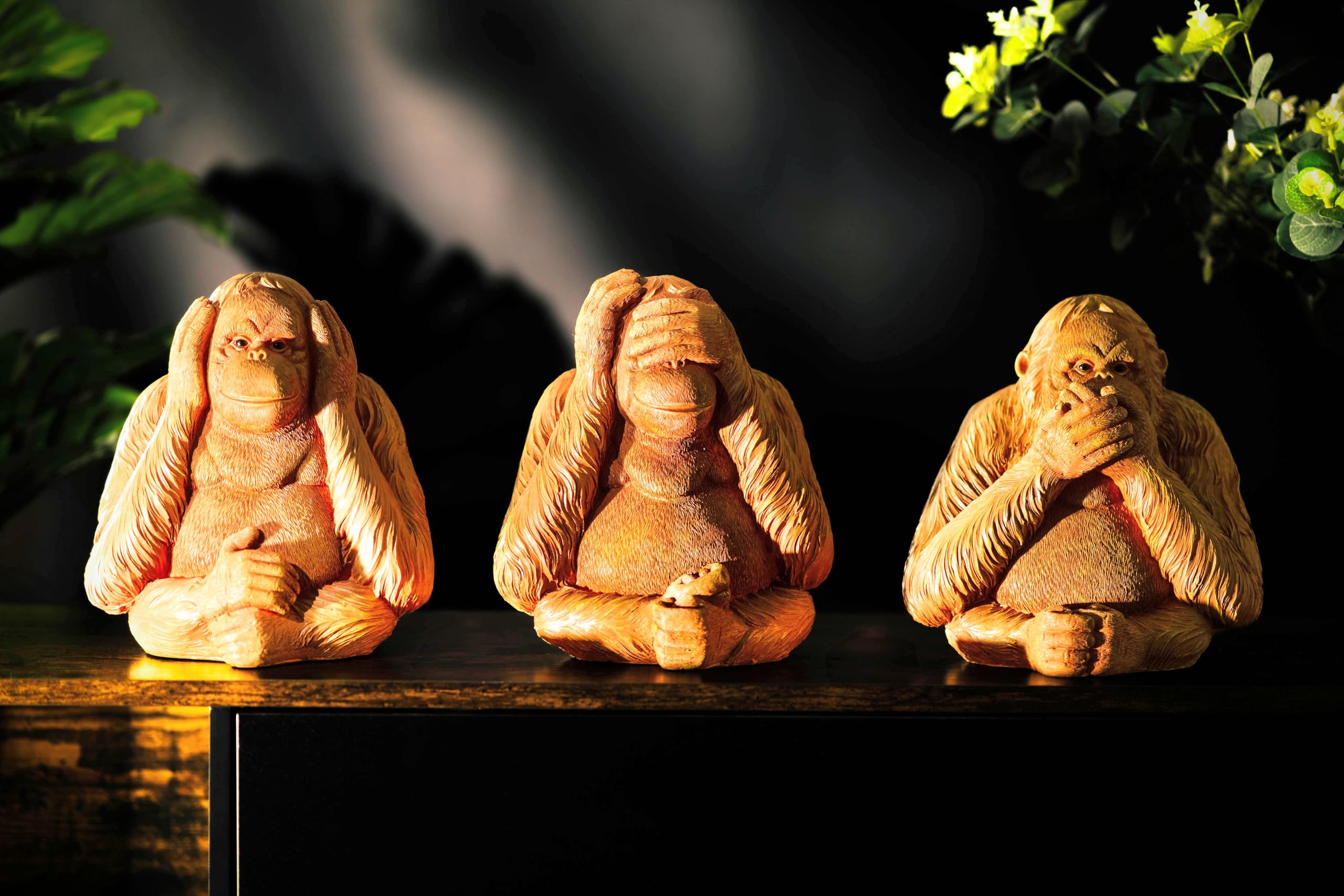 Garden Mile 3pc Wise Monkeys Stone Effect Garden Ornaments Large