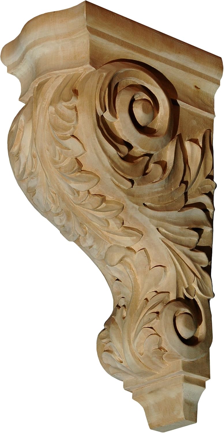 GW450 Acanthus Leaf Bar Corbel for Cabinet in Basswood 14"x7.5"x5"