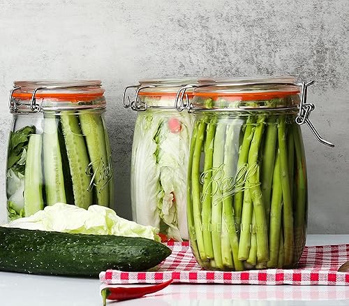 Miniatura 7 de Tarros de vidrio de boca ancha con tapa hermética de 32 onzas, paquete de 4, tarros grandes transparentes para almacenamiento de cocina, con tapa