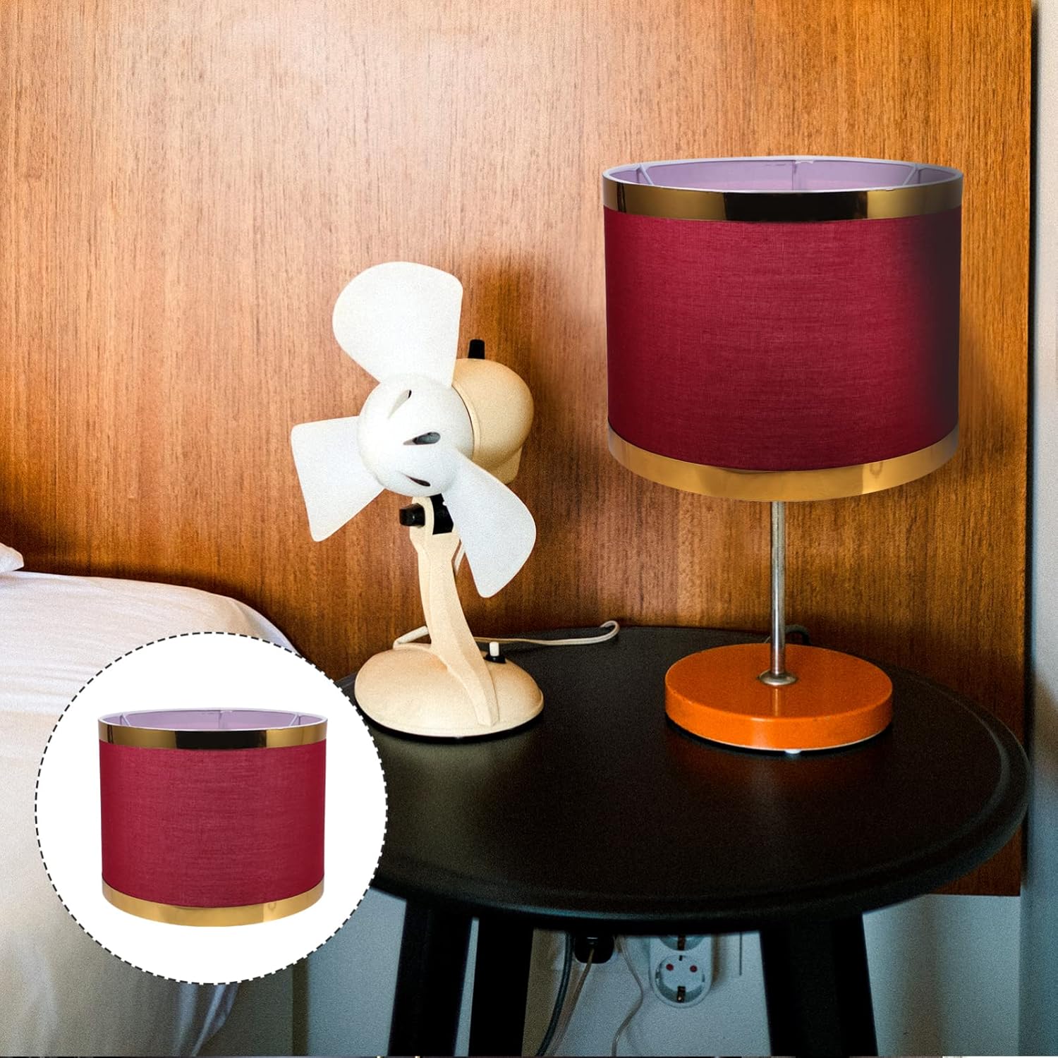 Drum Lampshade for Table Floor Lamps Easy Assembly Cloth Shade Rustic Style Lamp Shade Height for Bedroom Living Room Kitchen