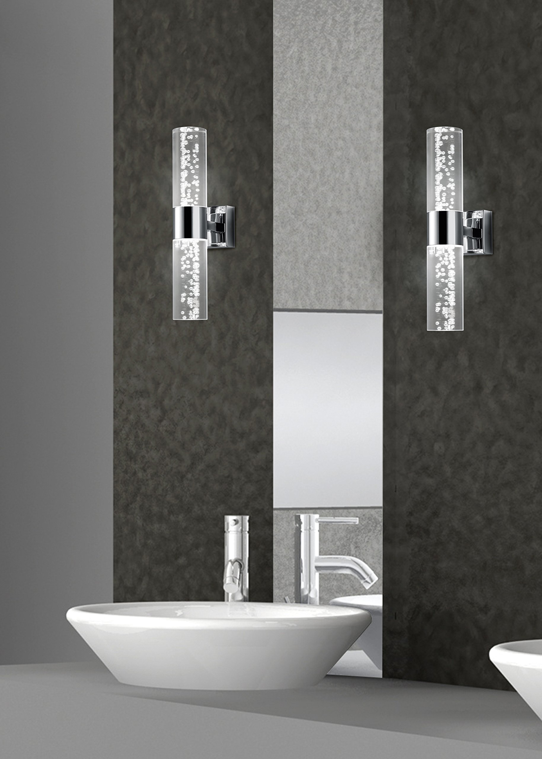 Trio 282410206 Lampada da Bagno, Cromata, in Acrilico Trasparente, con LED Bubbles
