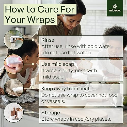 Miniatura 7 de mioeco - Envoltura de cera de abeja orgánica para alimentos, paquete surtido de 6 envolturas de abejas de algodón, envoltura de alimentos