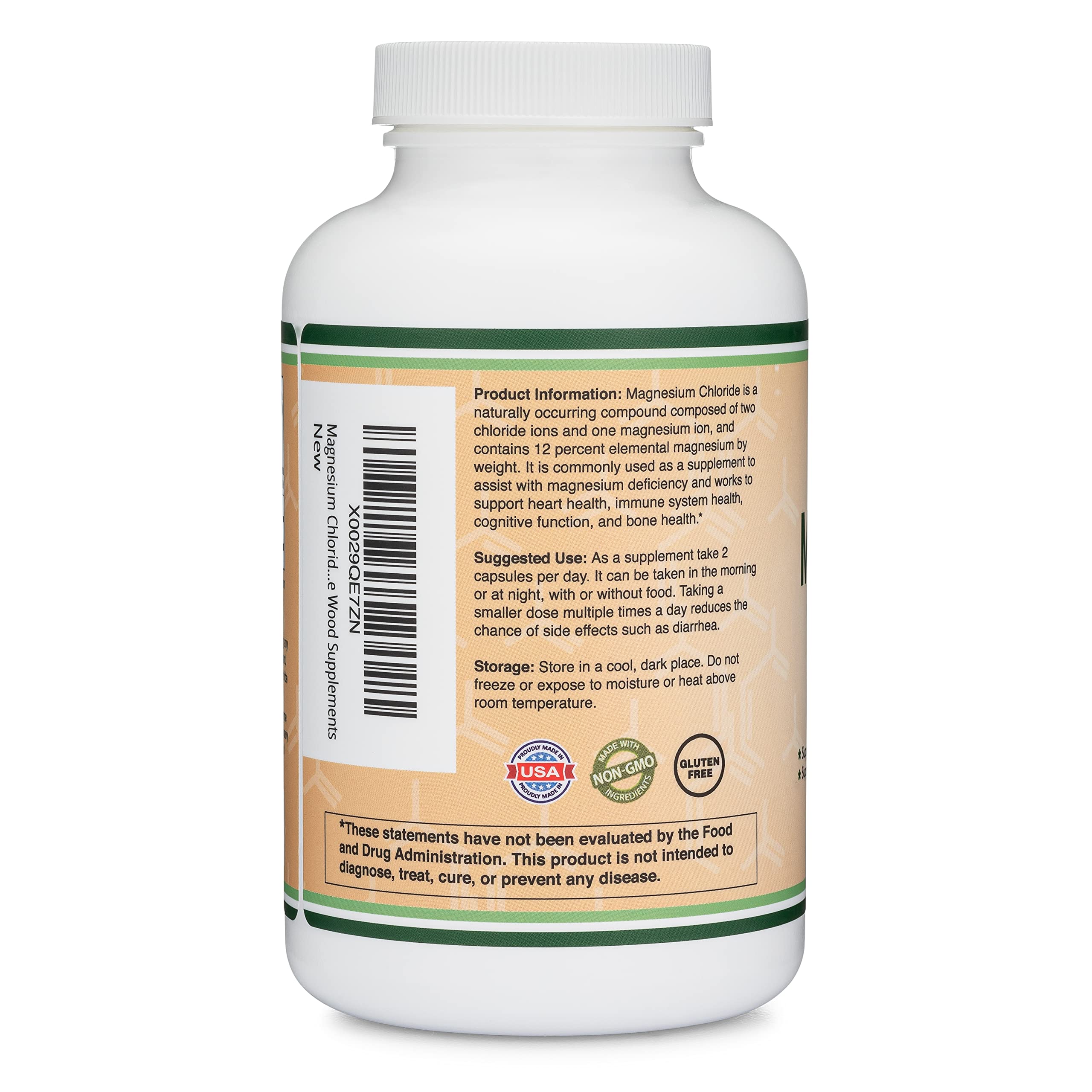 Buy Magnesium Chloride (Cloruro De Magnesio) 180 Capsules, 1,000mg