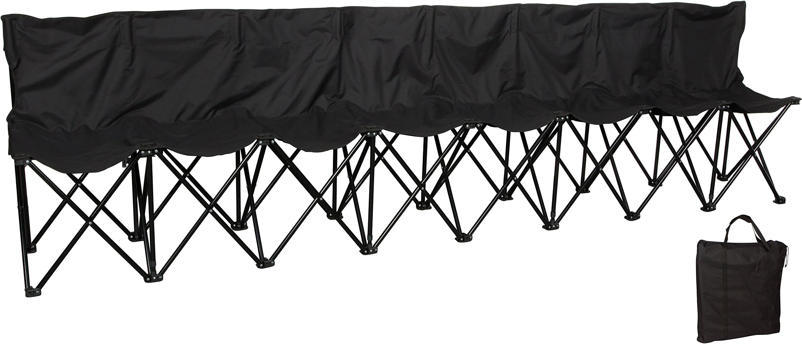 Trademark Innovations Portable 8-Seater Folding Team Sideline Back Sport Bench, Black
