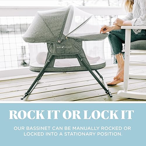 Miniatura 5 de Baby Delight Go with Me Slumber - Cuna mecedora de lujo, cuna portátil para bebé, toldo extraíble, tweed carbón