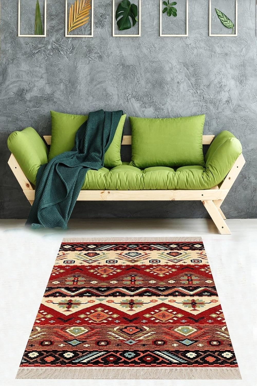 On The Clouds Kilim Desenli Etnik Dijital Baskı Yıkanabilir Kaymaz Taban Modern Salon Halısı ve Yolluk MEG949, 180 x 280