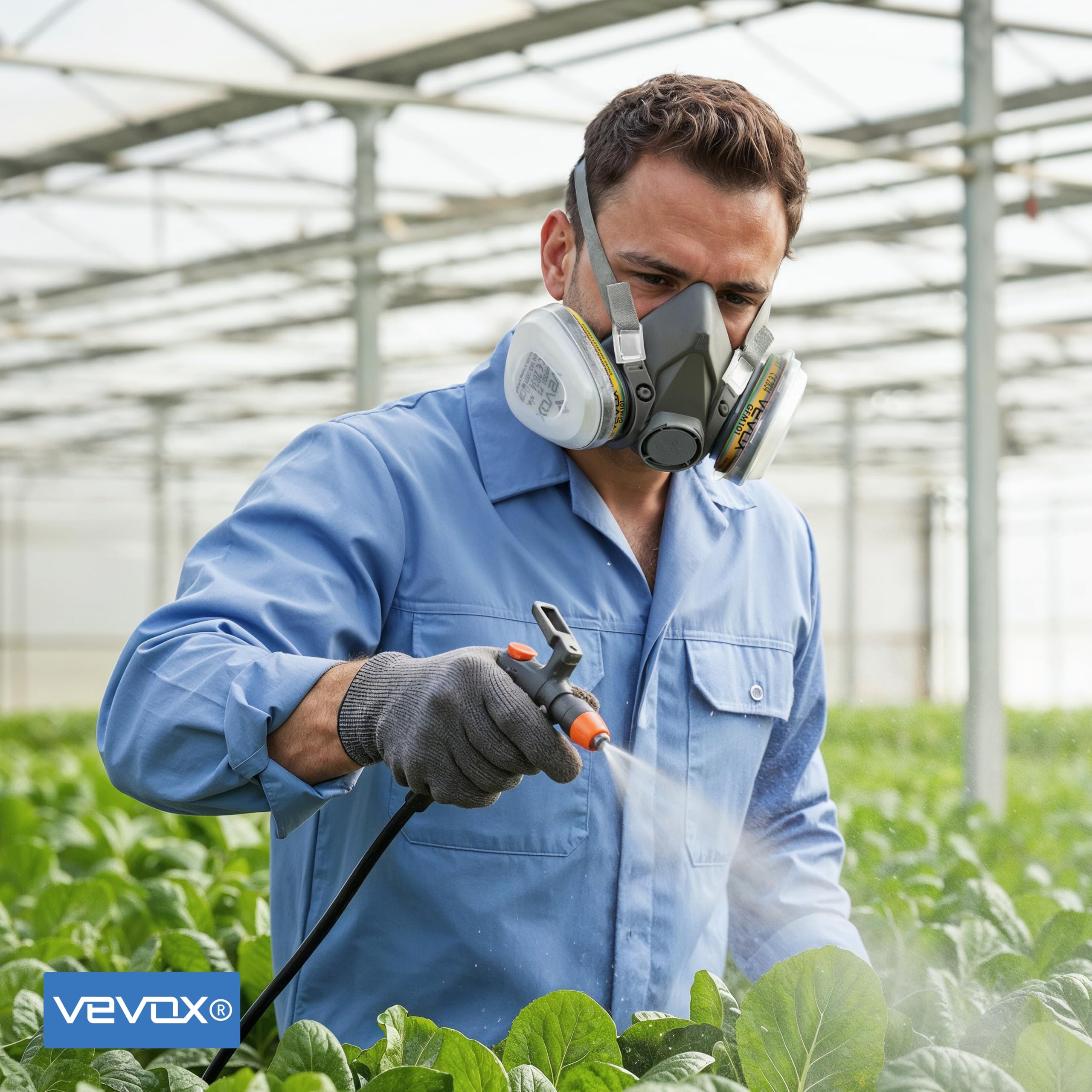VEVOX® Atemschutzmaske - ABEK1P2 - Gasmaske - Staubmaske - Lackiermaske | Schutz gegen Feinstaub, Gase und Dämpfe - zum Lackieren, Schleifen und Sanieren - 20x P2 und 4x ABEK1 Filter - Schutzbrille