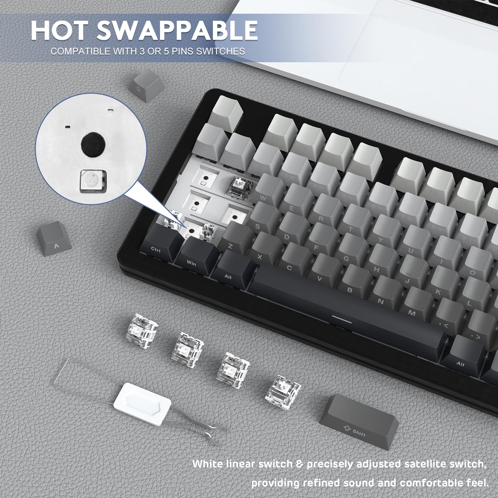 MAMBASNAKEx Attack Shark M87 Teclado mecánico inalámbrico para Juegos TKL, retroiluminación RGB, Compacto, Intercambiable en Caliente, programable por Gasket, USB-C/Bluetooth/2.4 GHz, 4600 mAh, Negro