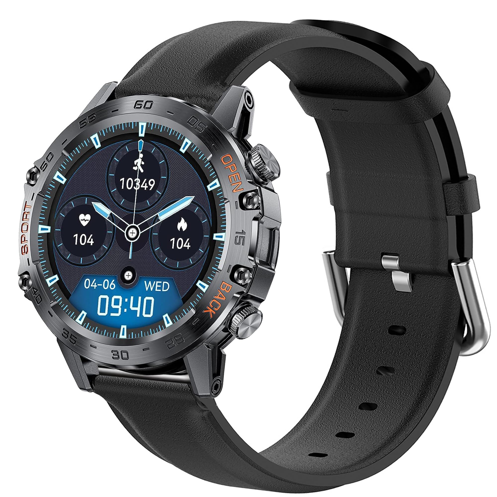 LamshawCompatible with K52 Smartwatch Band, Soft Classic Genuine Leather Replacement Strap Watchband Compatible with LIGE K52 Smartwatch/SUNKTA K52 1.39 Inches Smartwatch/Linwear K52 Military Smart