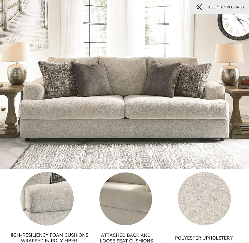 Signature Design by Ashley Soletren Chenille Sofa, Stone, No Assembly image 4