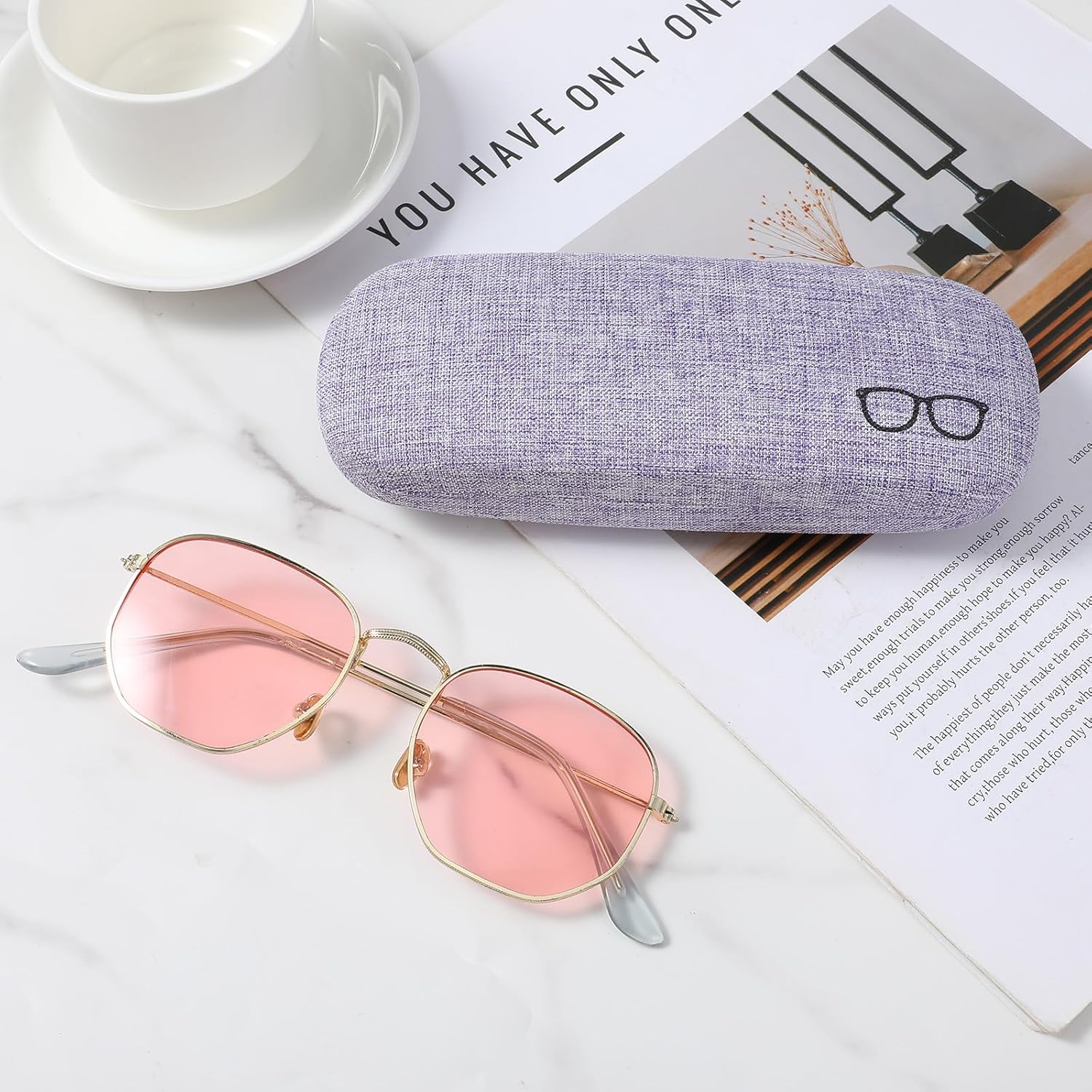 20 Pcs Hard Shell Glasses Case Bulk Linen Fabrics Protective Eyeglasses Case Eye Glasses Unisex Sunglasses Protector