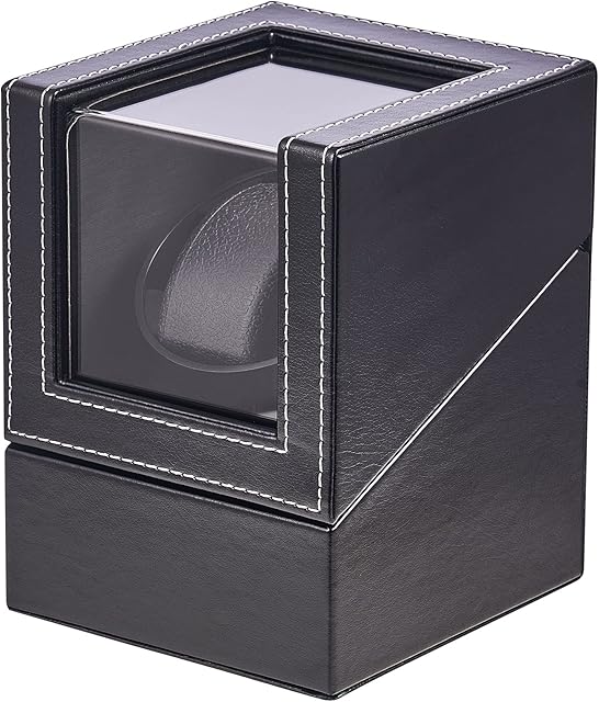 CO-Z Automatic Watch Winder | Dust-Proof Wooden Watch Box and Display Case for Modern Women's and Men's Watches | Retro Self-Winding Mechanical Storage Box with Durable Quiet Motor, USB Powered, Black