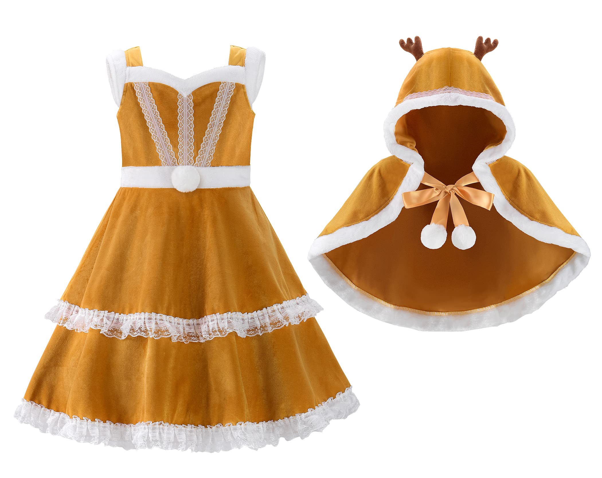 ReliBeauty Déguisement Renne pour Filles Costume Cerf Robe Noël pour Enfant