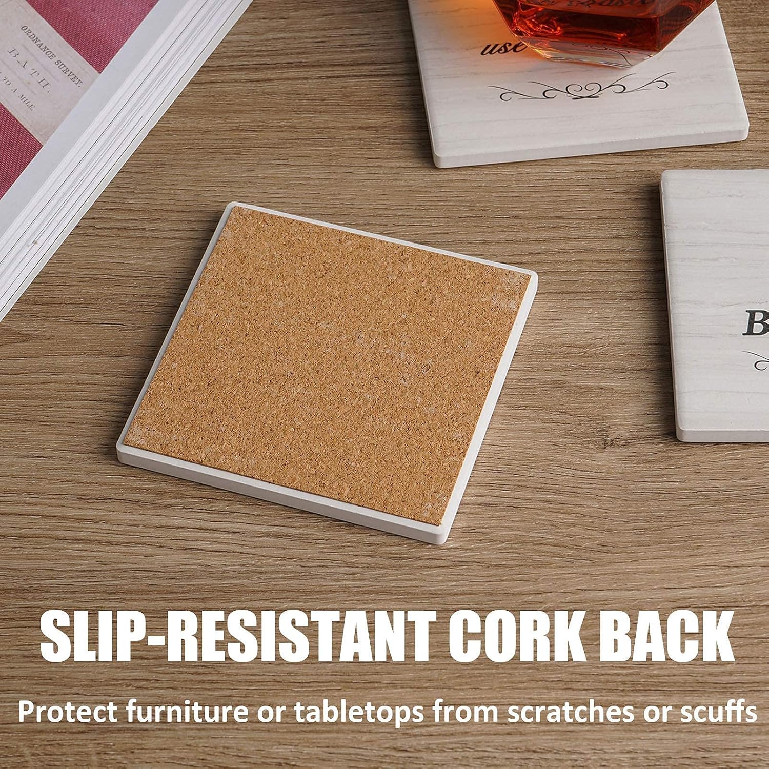 Milk Forthing Pitcher 350ml(12oz) +Drink Coasters Set of 6 with Holder…