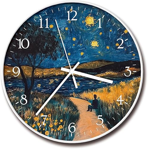 Miniatura 7 de Procosify Relojes de pared redondos de 12 pulgadas a pilas para sala de estar, dormitorio, cocina, oficina, diseño minimalista, gato