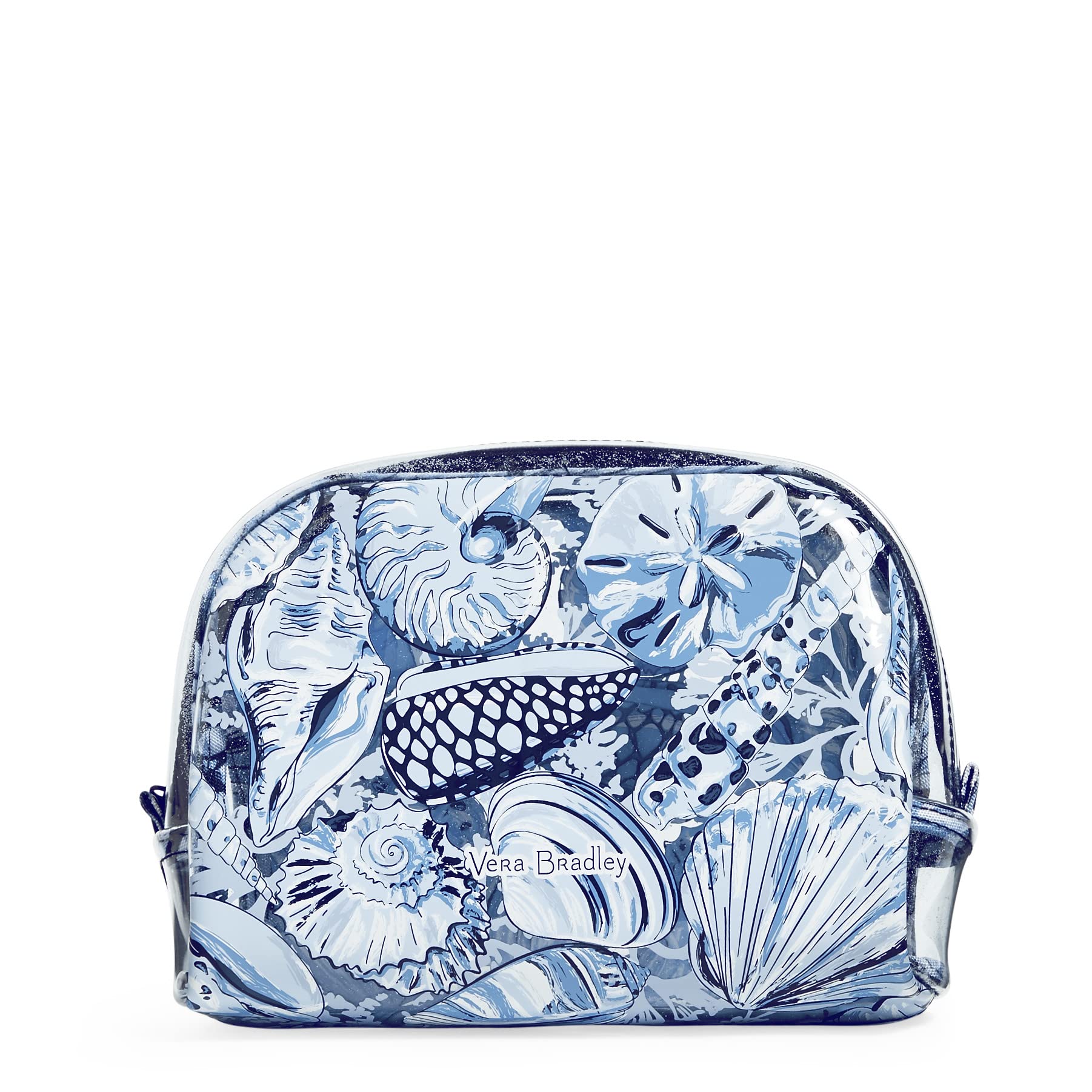 Vera Bradley Women's Beach Cosmetic Makeup Organizer Bag, Morning Shells Blue, One Size