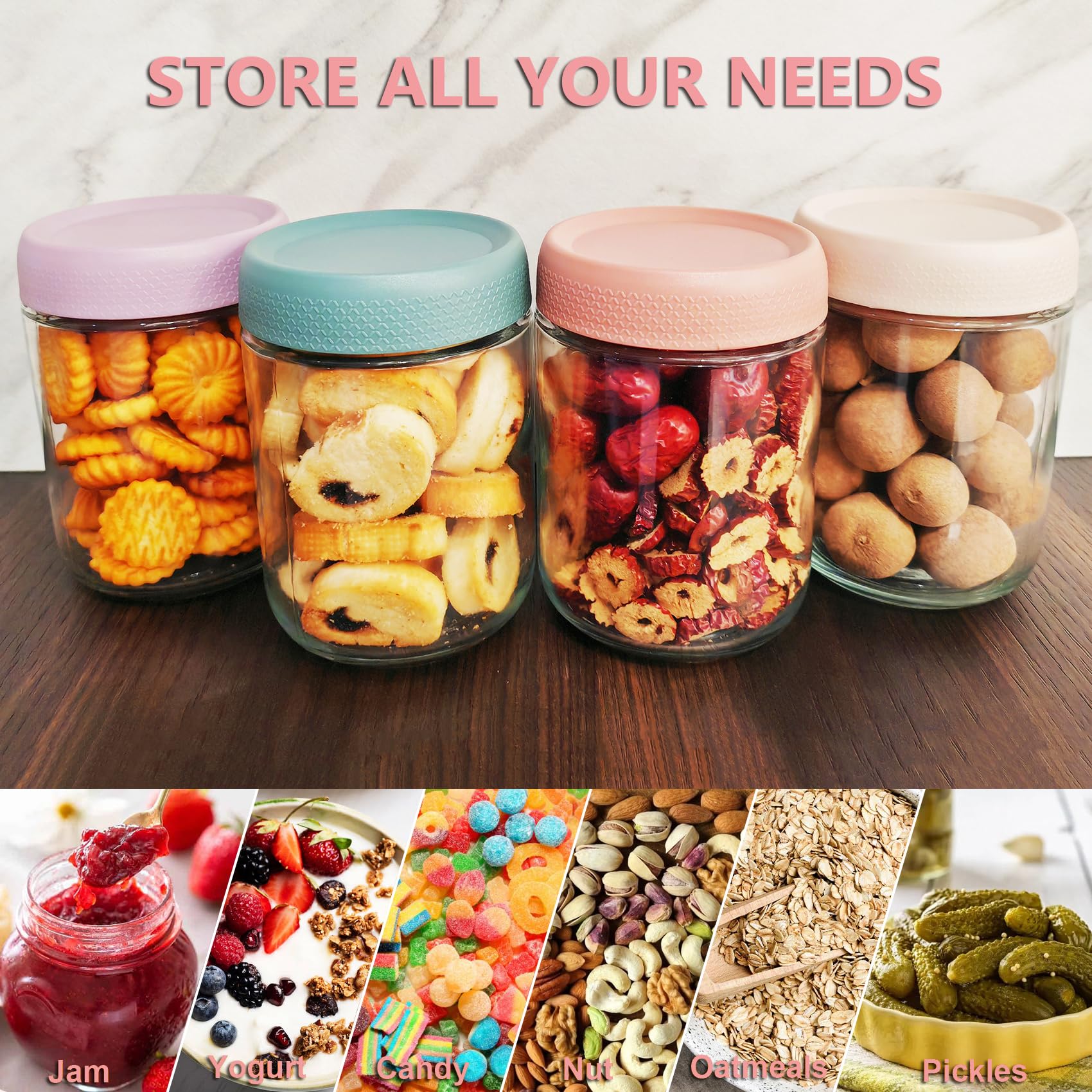 Lot De 6 D'avoine De Nuit De 500ml Bocaux En Verre Hermétique Avec