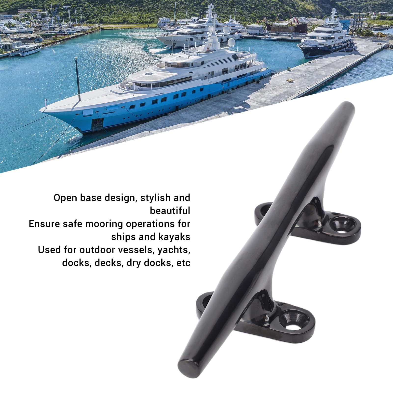 Bitte per Barche da 8 Pollici, Bitta per Ormeggio in Acciaio Inox con Base Aperta, Bitta per Ormeggio Kayak per Yacht, Navi, Canoe, Decorazioni Marittime