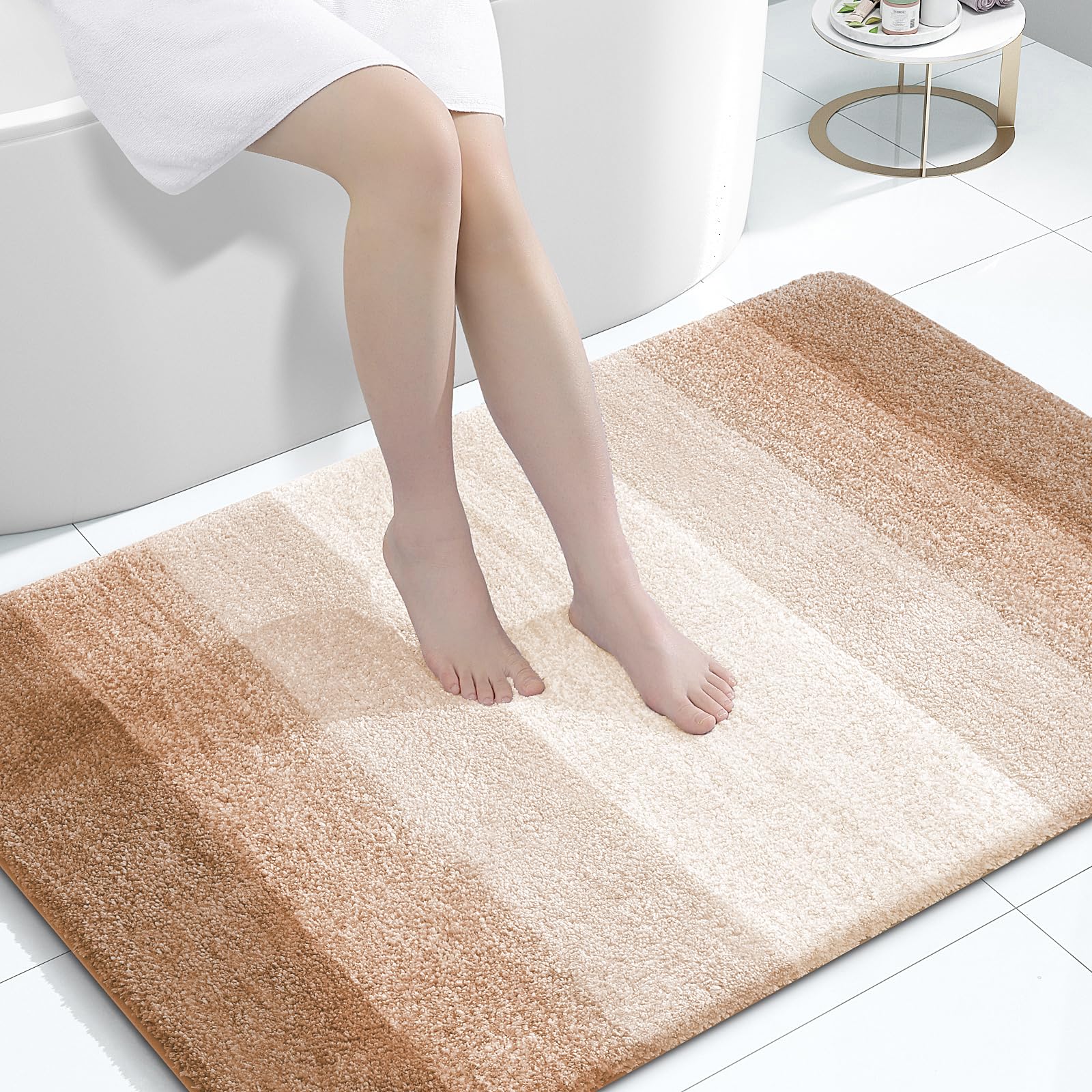 OLANLY Large Bathroom Rugs 44x32, Extra Soft Absorbent Microfiber Bath Rugs | Beige, Non-Slip Quick-Drying Rubber Backing, Washable Plush Bath Mat for Floor, Tub and Shower, Home Decor Accessories