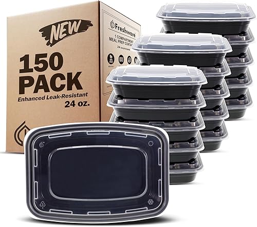 Miniatura 10 de Freshware Contenedores de preparación de comidas (paquete de 150) recipientes de almacenamiento de alimentos con tapas, caja Bento, sin BPA,