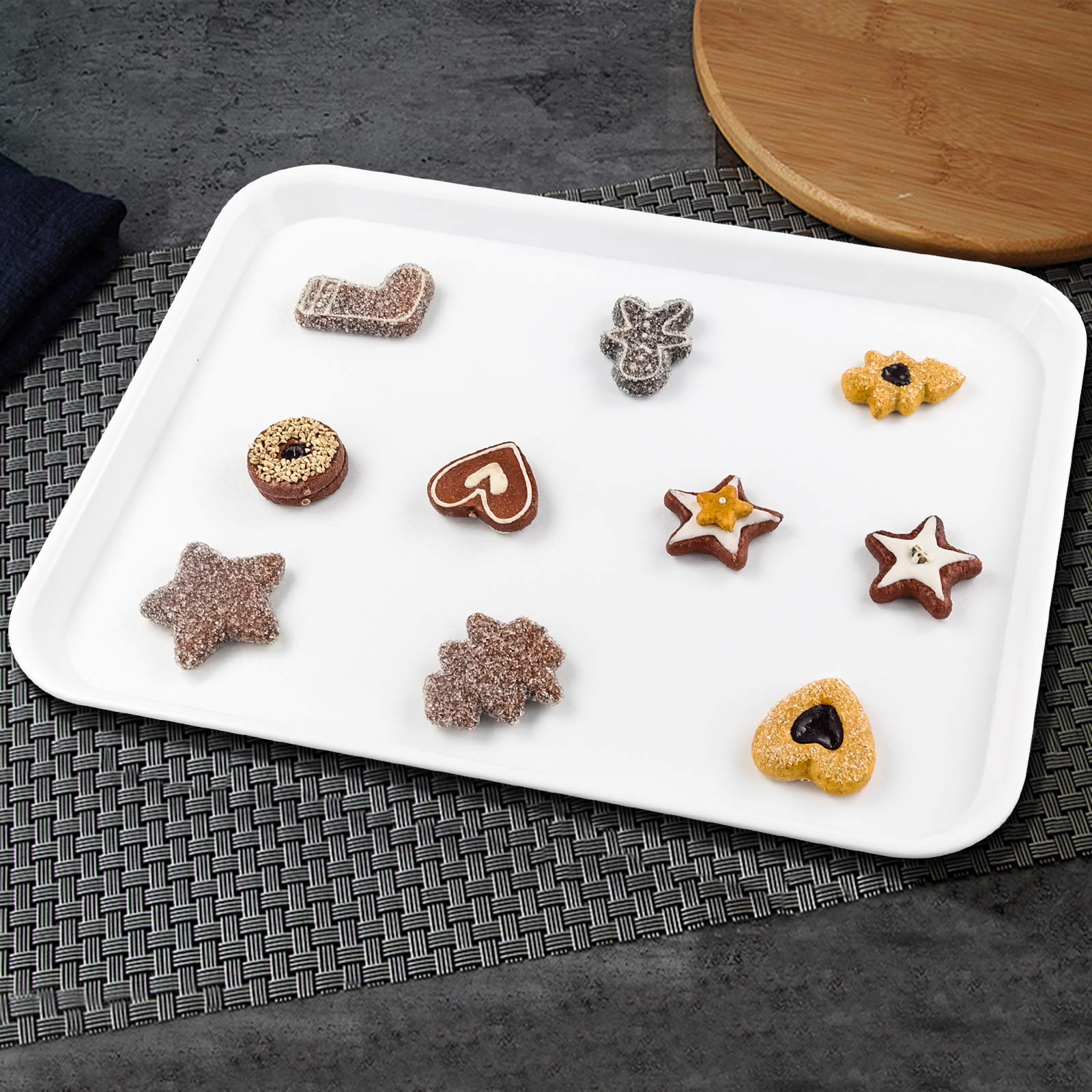 Juego de 6 bandejas de plástico para Servir Bebidas, Comida rápida, Blanco Gris