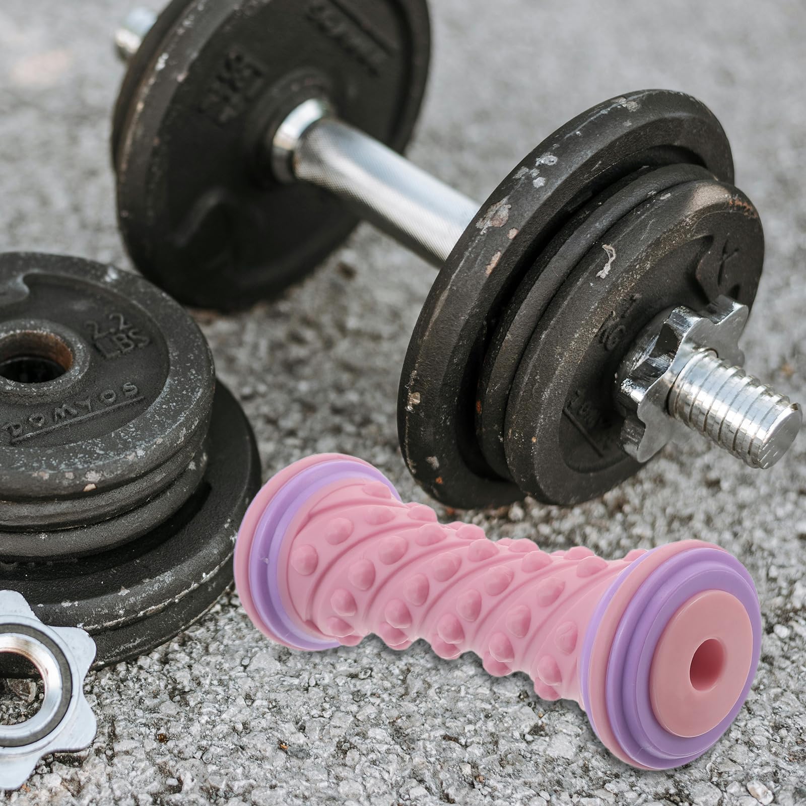 Rodillo Masajeador para Fascia Plantar y Músculos de Pantorrilla, 17 Cm, Color Rosa Púrpura, Rodillo de Masaje Texturizado para Pies, Herramienta Portátil para Yoga y Relajación