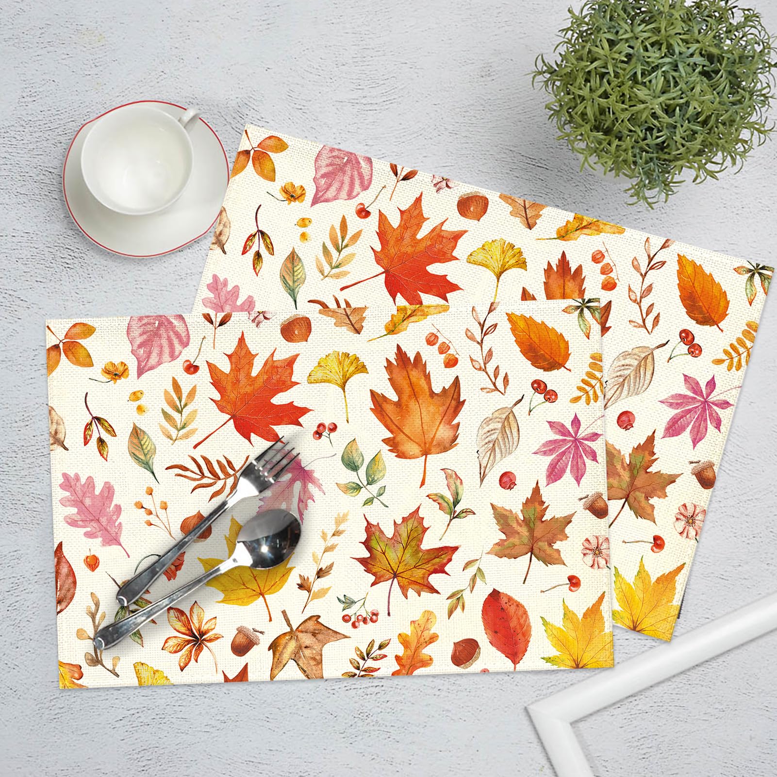 Tovagliette Americane Autunnali Con Foglie D'acero – Set Da 4, 30x45 Cm, In Tessuto, Per La Tavola Di Natale