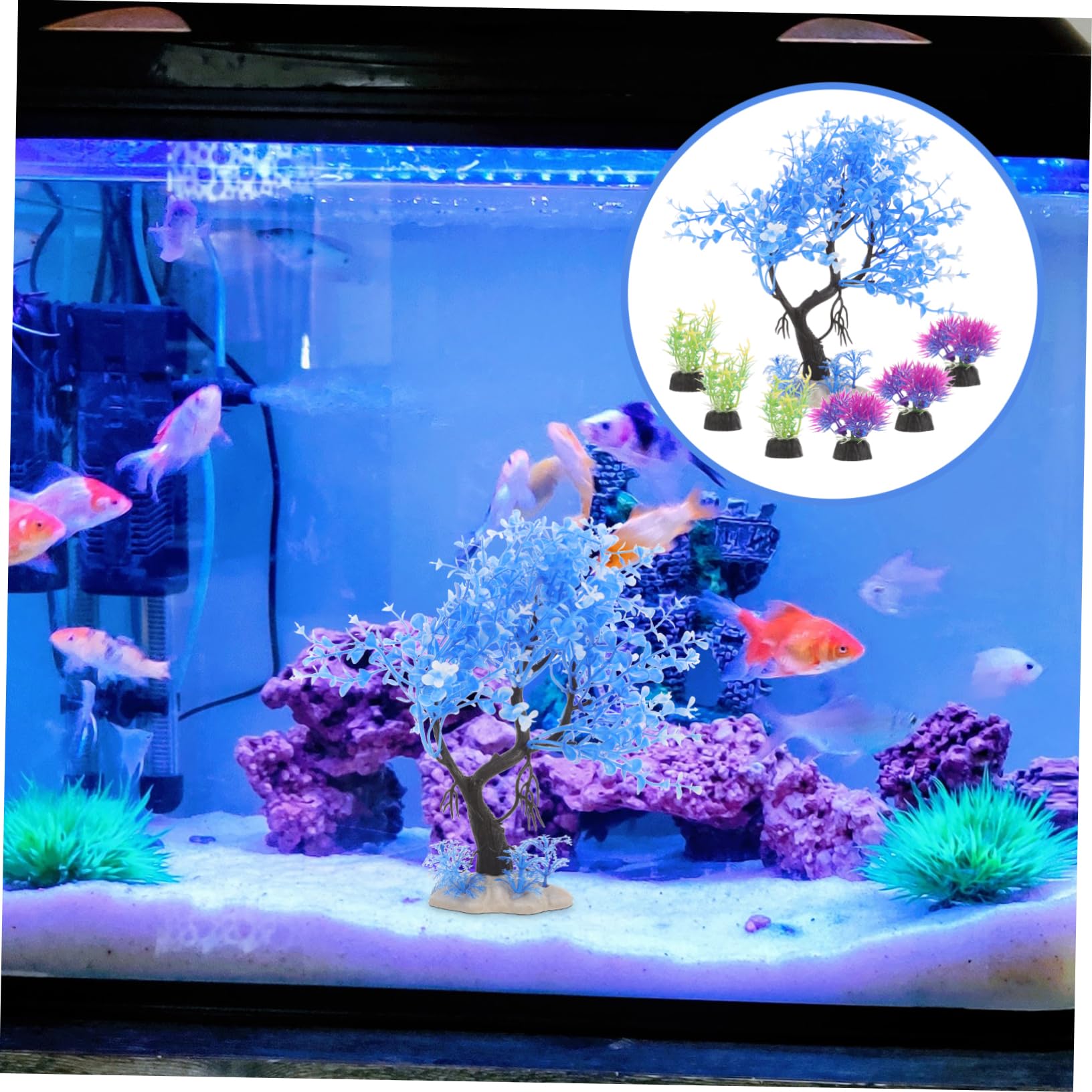 Sosoport 5 Juegos 5 Juegos De Combinación De Plantas De Agua De Simulación Pecera Pecera Planta Artificial Acuario De Agua Dulce Esponja Secadora De Estanque 7 Uds * 5