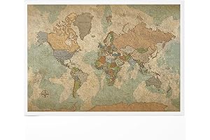 Holy Cow Map to Mark Travels Canvas World Map Vintage Colors