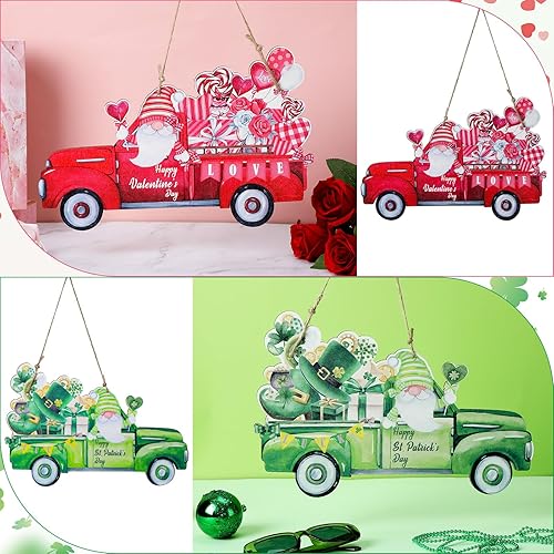 Miniatura 3 de Tioncy Decoración del día de San Valentín, letrero reversible de madera de doble cara para colgar en la puerta delantera, letrero de madera para