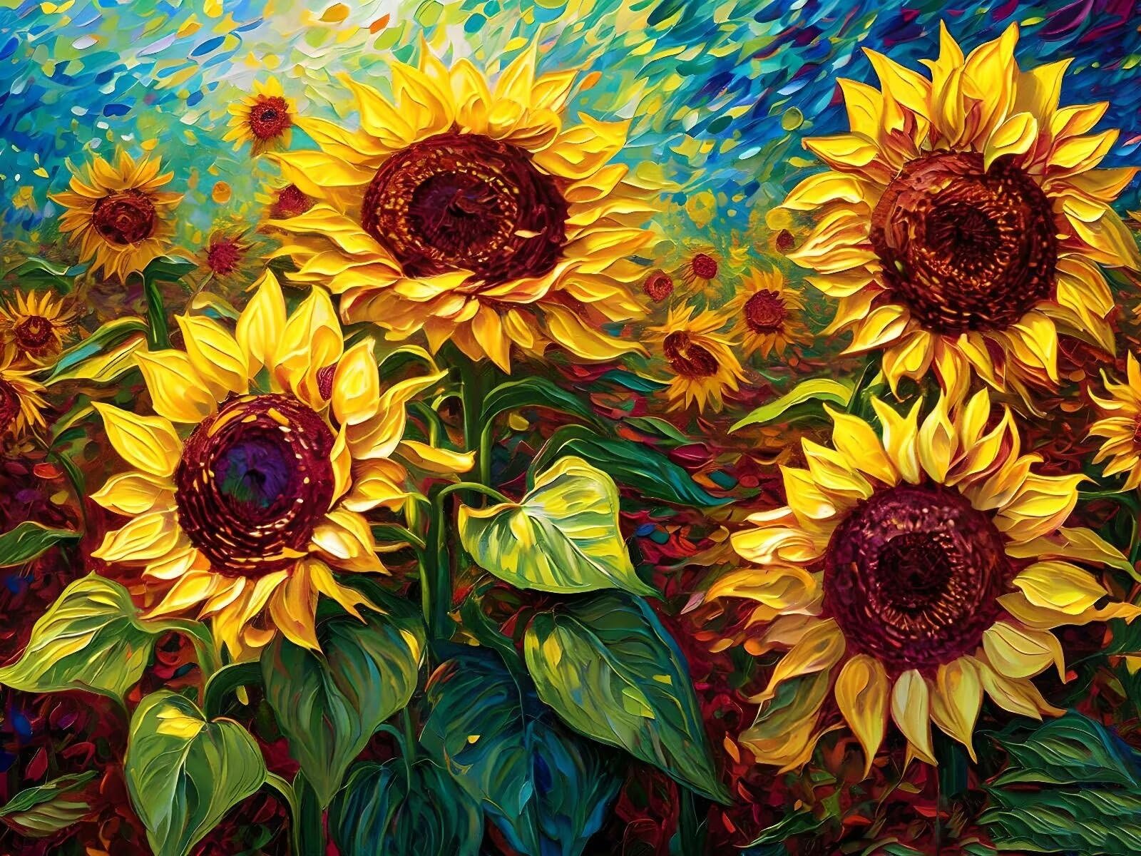 Kit de Pintura por Números, Van Gogh Girasol Pintar por Numeros Adultos Niños, DIY Paint by Number Kit con Pinceles y Pinturas Acrilicos, Lienzos para Pintar Pinturas Hogar Decoración 60x45cm s-7286