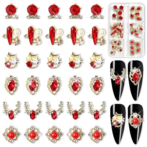 Miniatura 8 de 30 dijes de uñas de corazón y cristales para uñas, dijes de corazón para uñas, verde, azul, rojo, diamantes de imitación de corazón, cristales