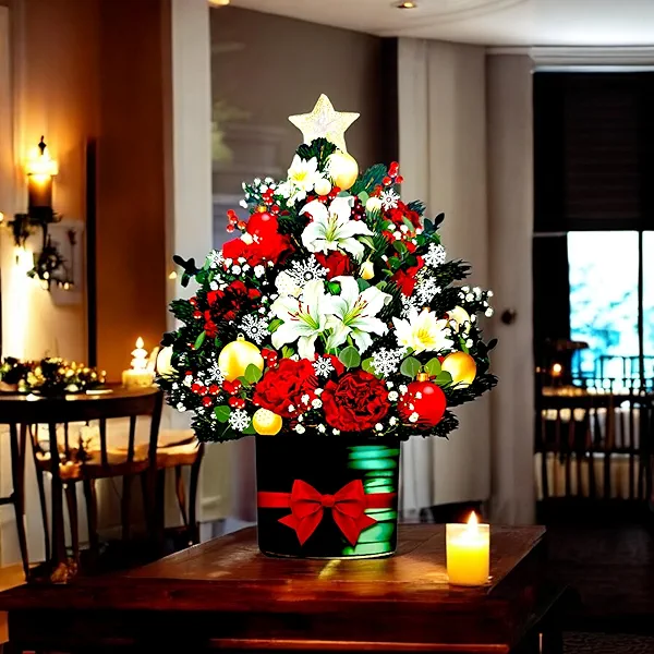 APOTODITO Christmas Tree Pop Up Christmas Cards with Lights and Music, Christmas Tree Bouquet, Popup Musical Greeting Card for Christmas Holiday New Year.