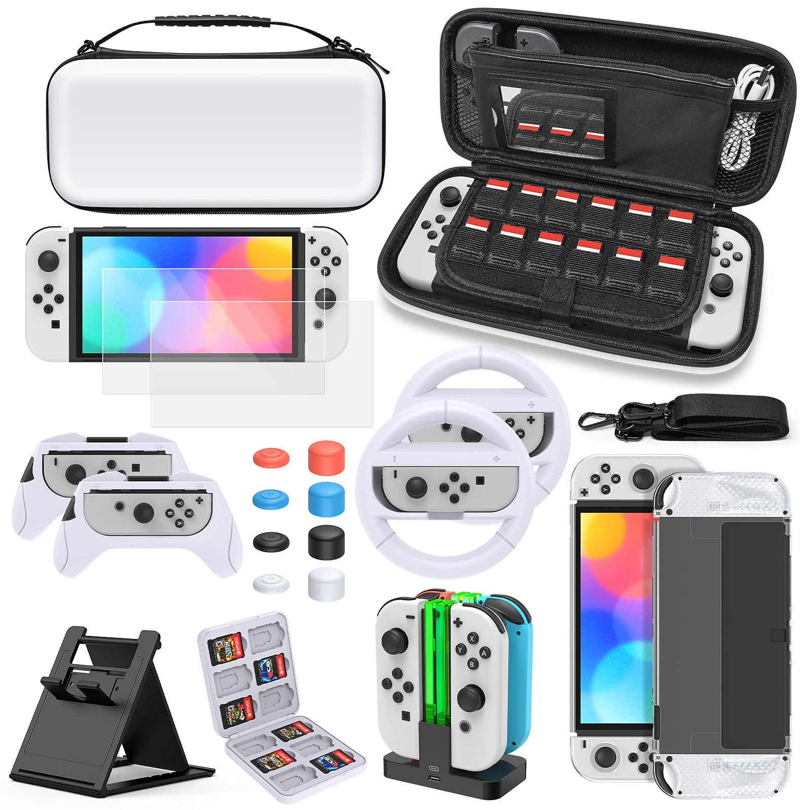 Accessories Bundle for Nintendo Switch OLED Model, MENEEA Carrying Case