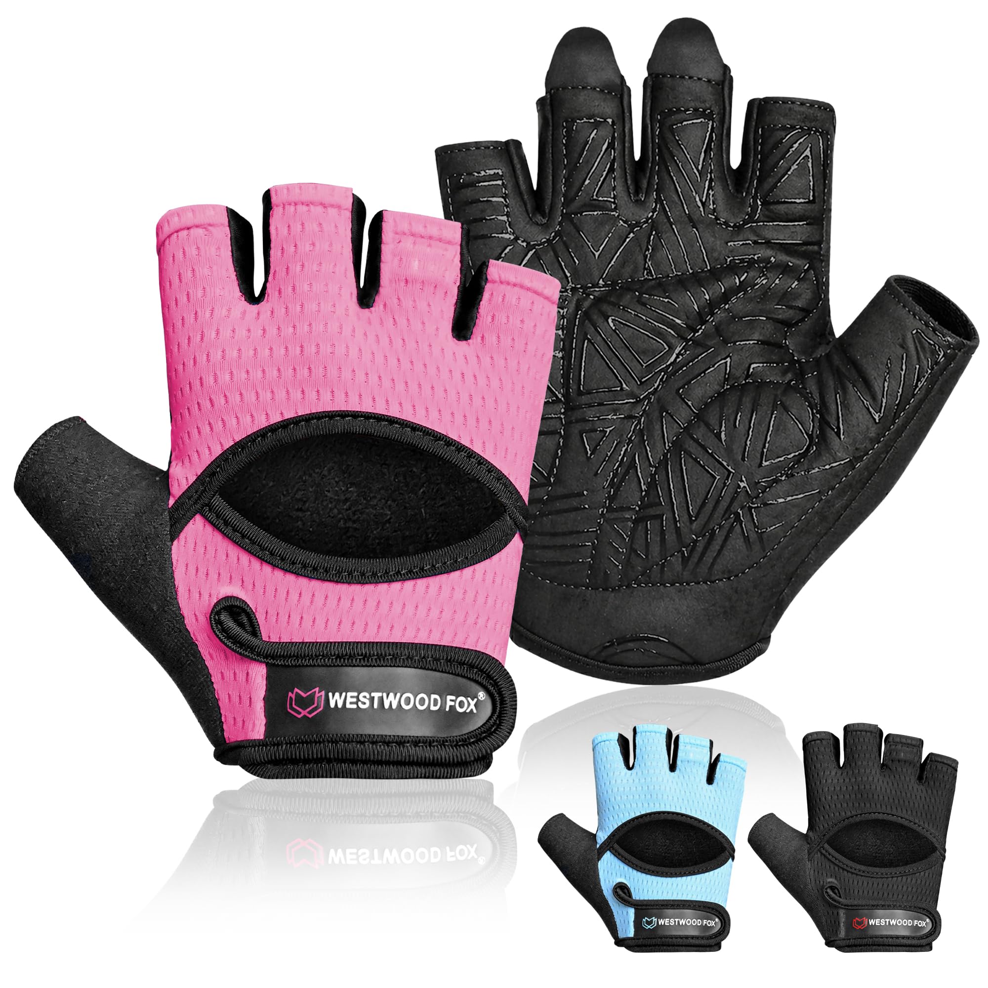 WESTWOOD FOX Fitness-Handschuhe für Damen und Herren, belüftete Handschuhe für Gewichtheben, Fitness, Radfahren und Training, mit dicker Polsterung, vollständiger Handflächenschutz, rutschfester Griff