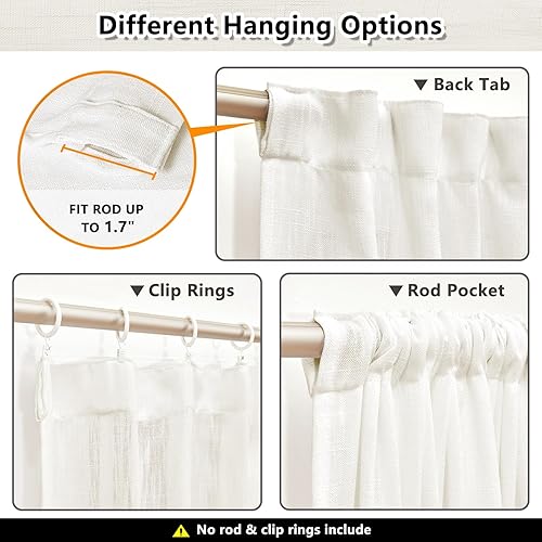 Miniatura 3 de MYSKY HOME Cortinas de 63 pulgadas de largo, 2 paneles, cortinas bohemias traslúcidas suaves para dormitorio, cocina, estilo granja, cortinas