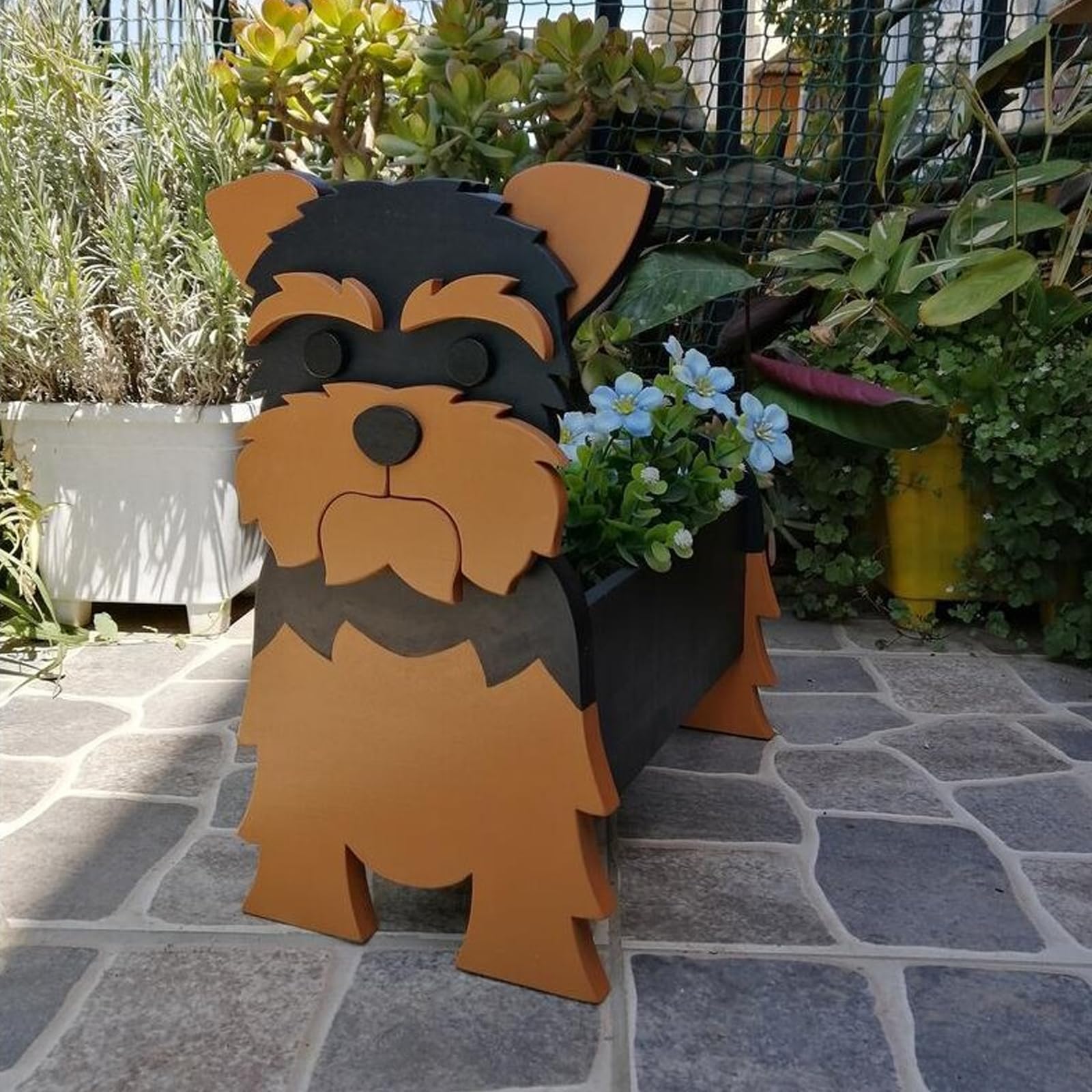 Maceta para decoración de jardín para mascotas, Yorkshire, bonita forma de animal, bonsái, maceta de almacenamiento de plantas, adecuada para chalet, plantas de interior y exterior