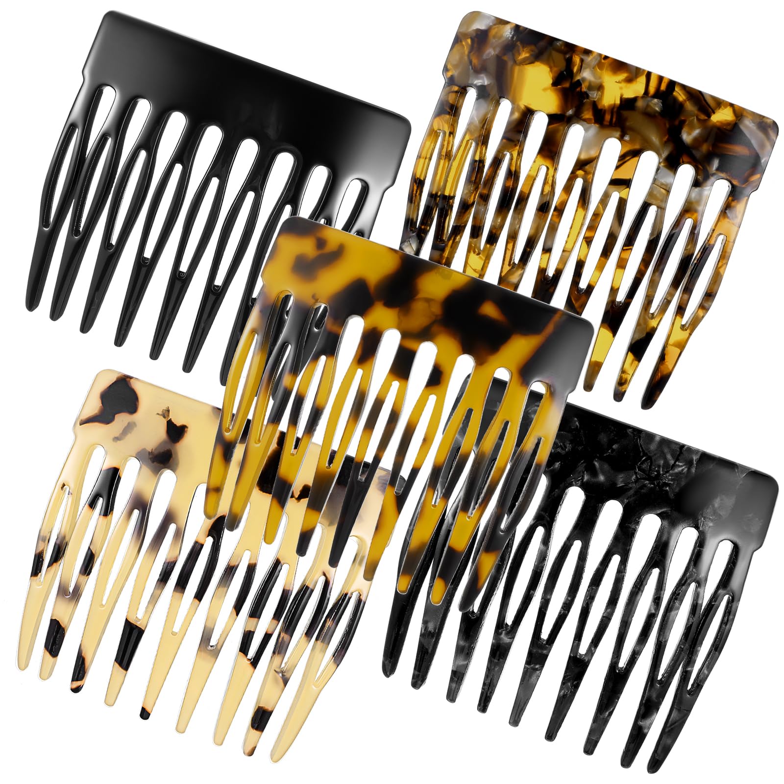 Hpmjz 4Pcs Hair Side Combs for Women Fine Thin Hair Small French Side Hairs Comb Clips for Women Decorative Tortoise Shell French Twist Hairs Up-Do Styling Wedding Dating Accessories (Multicolor)