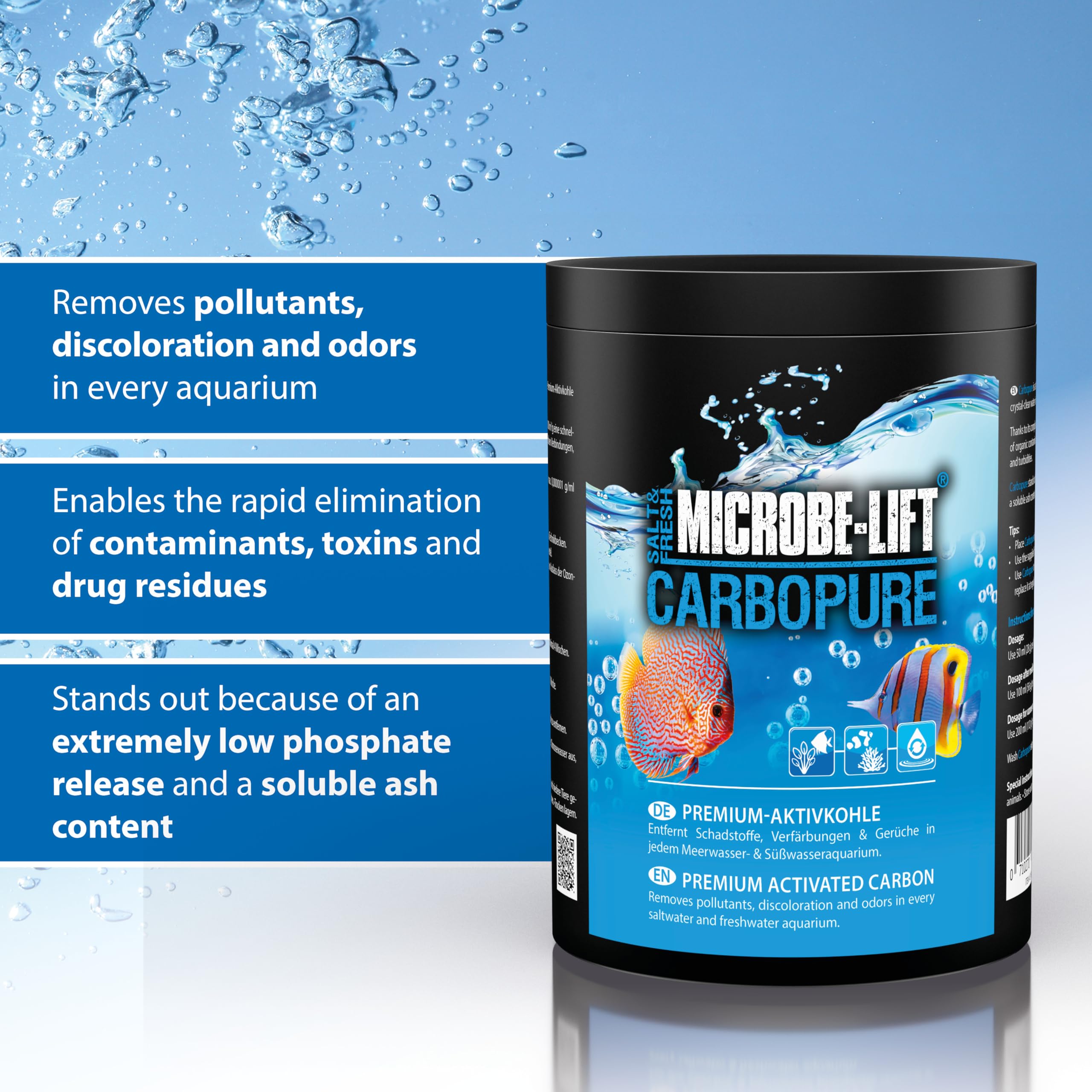 Carbón Activo Acuario – ARKA Carbopure 500 ml / 243 g – Elimina turbidez, restos de medicamentos y colorantes – Agua Clara en Horas – Dulce y Marino – Lavado ácido y Activado al Vapor — view 4