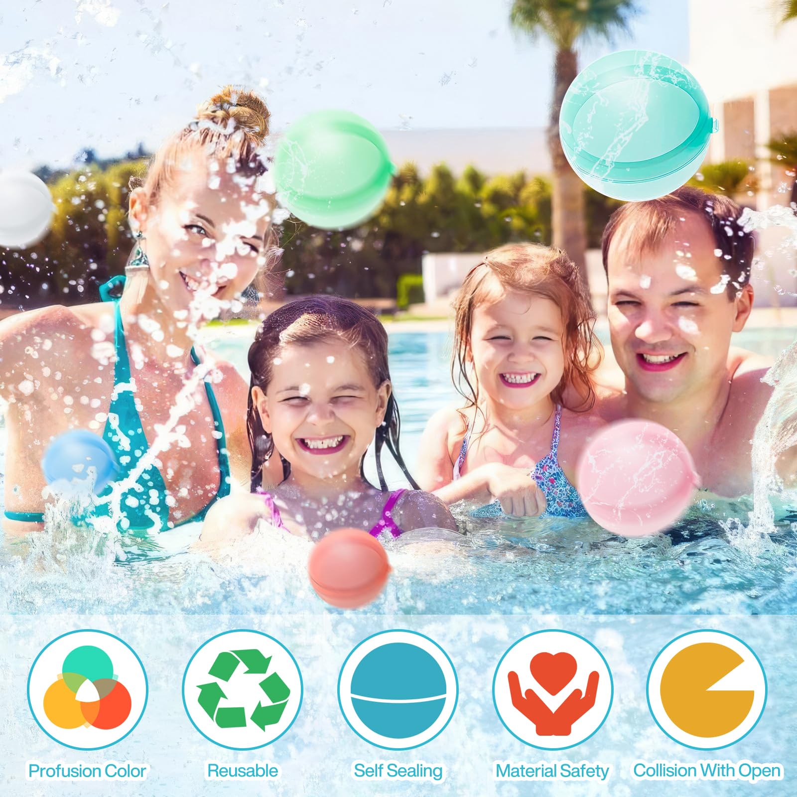 Purpledi 36 PCS Palloncini d'acqua Riutilizzabili, Autosigillanti e Riempimento rapido gavettoni, Bombes D'acqua a Riempimento Rapido per Feste Estive Piscina Spiaggia Giardino Palloncini Gioco