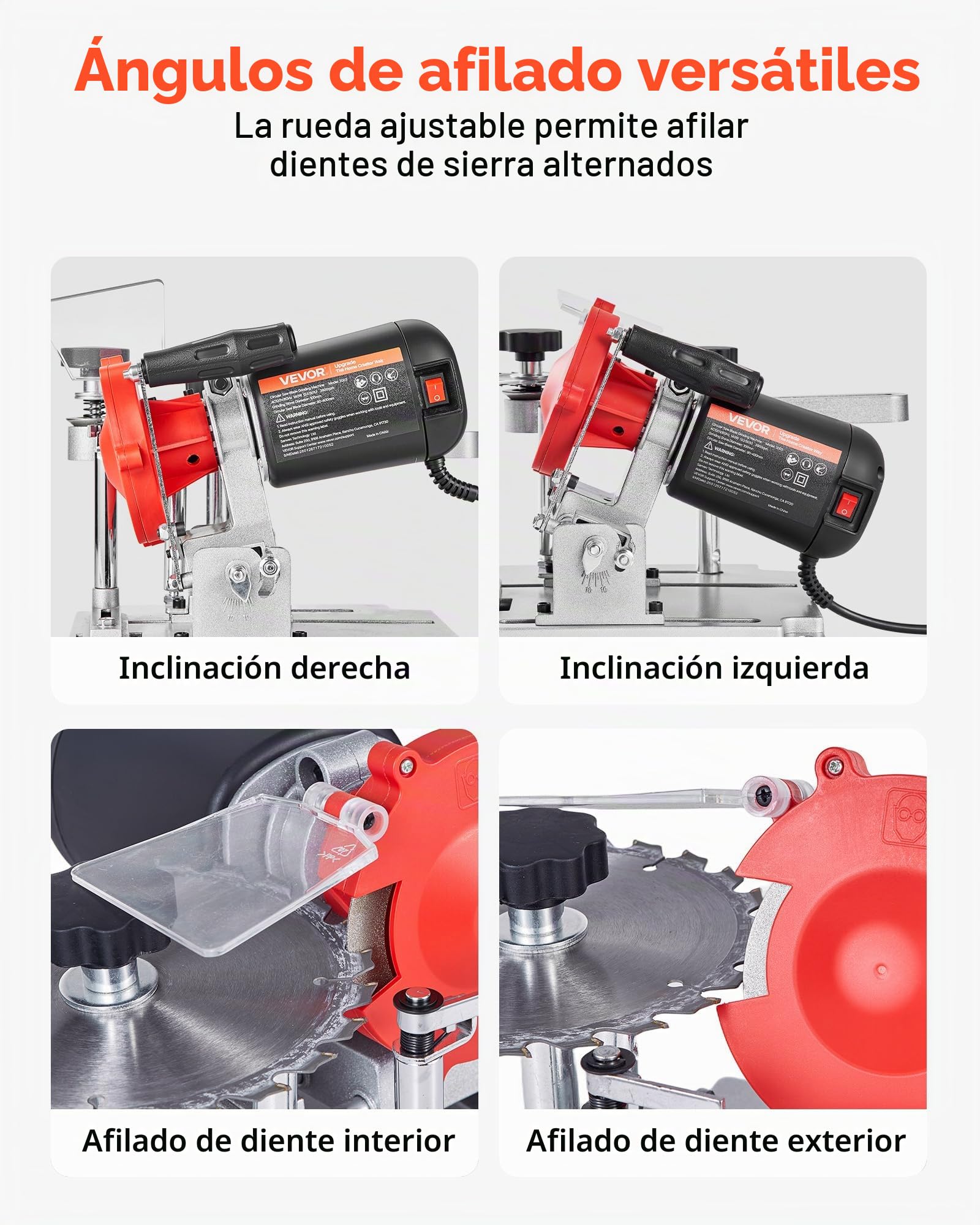 VEVOR Afiladora de Discos de Sierra Circular 140 W 5700 RPM, Afilador de Hojas de Sierra Circular para Hojas de 90 a 400 mm con Muela de Diamante y Cerámica Ajuste para Taller Carpintería y Bricolaje