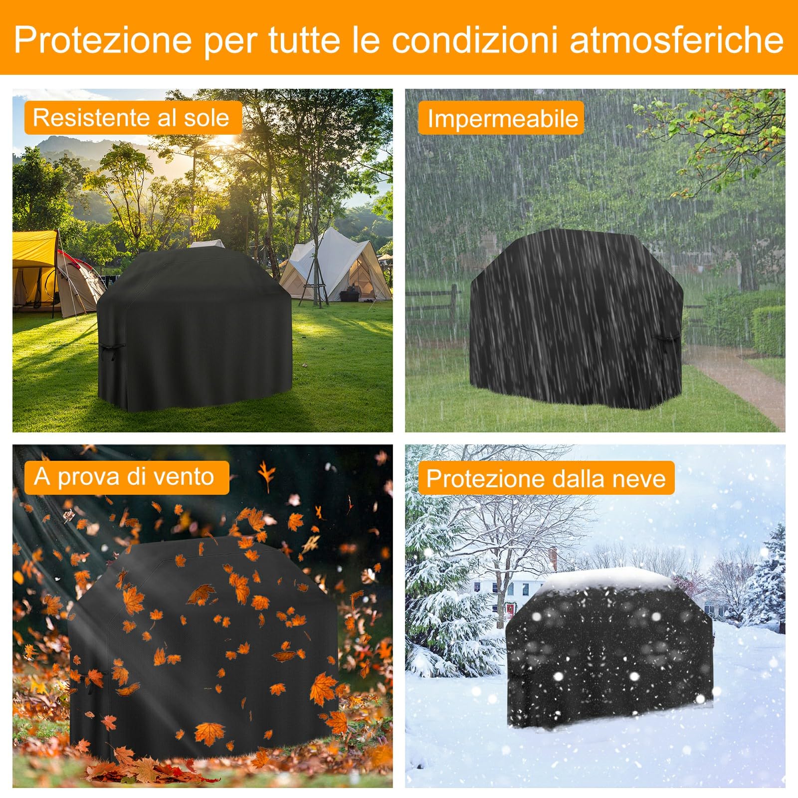 Copertura Barbecue da Esterno 133x67x10 cm, Telo Copri Barbecue Impermeabile, Copertura per griglia resistente impermeabile, copertura per barbecue con cinghie regolabili per Weber, Genesis, Charbroil