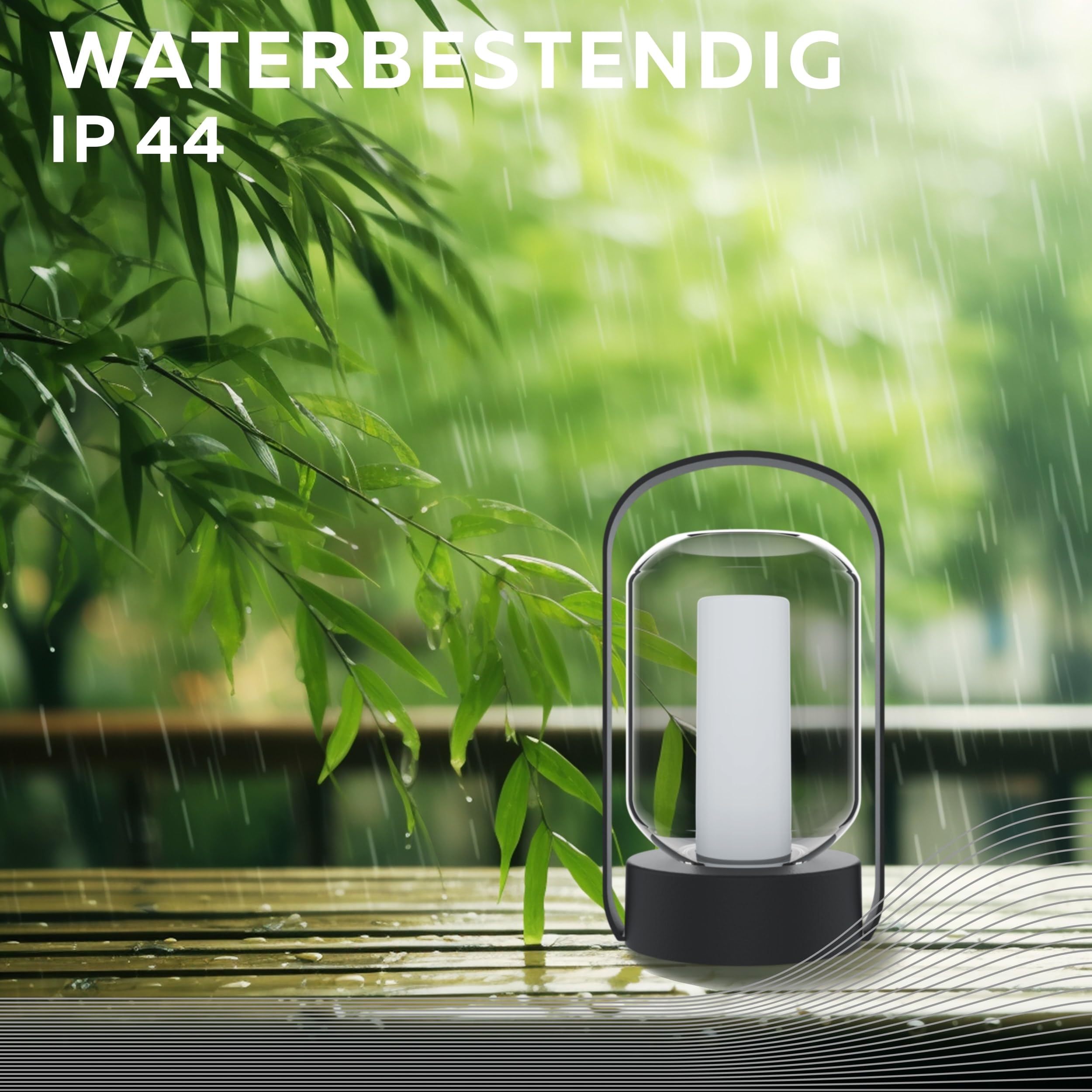CALEX Lampe de Table Como Rechargeable, Sans Fil, Blanc Effet Flamme, IP54, Batterie, Tactile, Déco Jardin/Salon, Noir