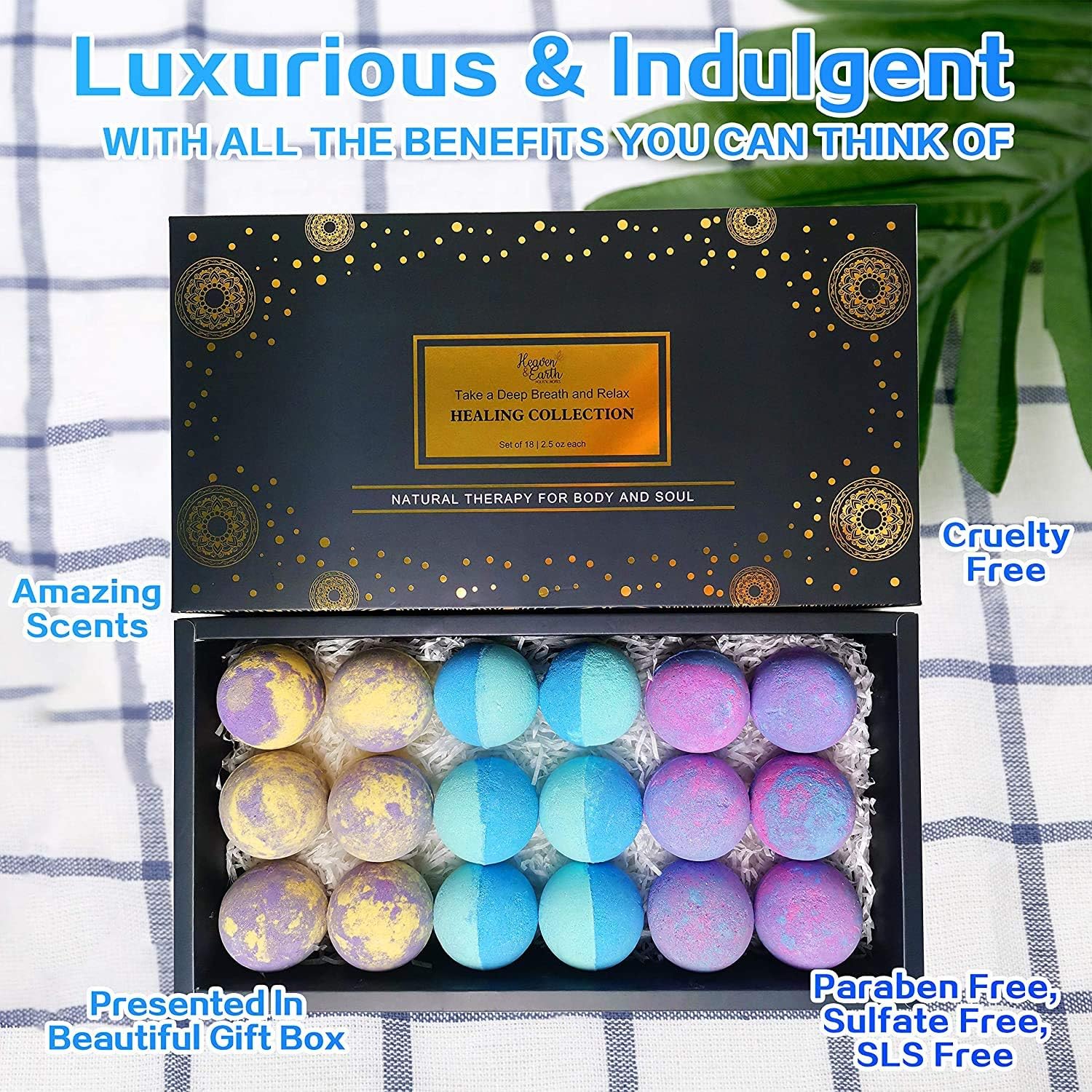 Aromatherapy Bath Bombs Set for Women & Men! Healing Essential Oil Bath Bombs Gift Box with 18 Large Natural Moisturizing Bath Bombs. Bulk Wrapped Bath Bombs Gift Set for Dry Skin - Image 5