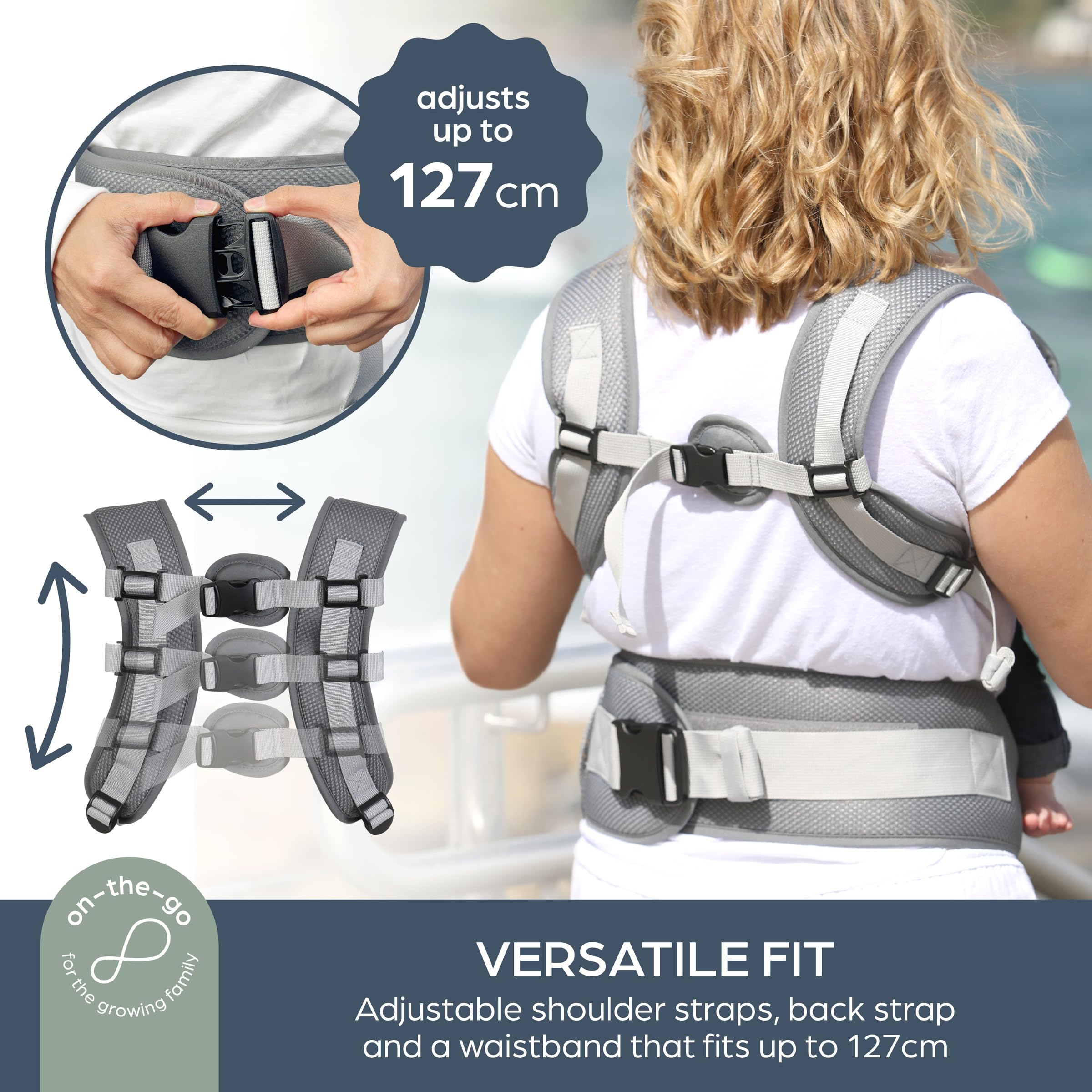 Dreambaby Elevate - Portabebés multifuncional 5 en 1, color gris